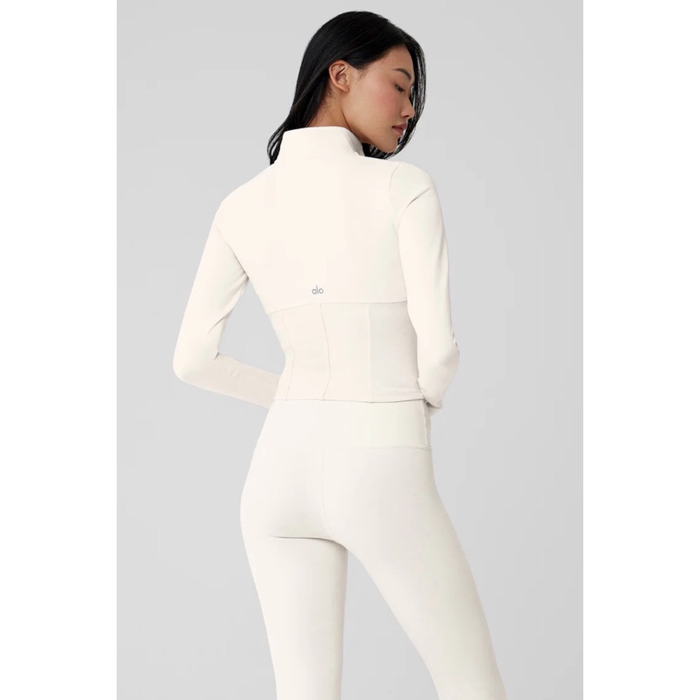 Alo Yoga Airbrush Corset Full Zip Jacket Ivory XS - Picture 3 of 14